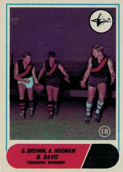 1969 Scanlens VFL #10 Greg Brown / Alan Noonan / Barry Davis Front